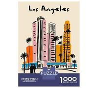 for Adults 1000 Piece Puzzle Los Angeles Skyline Illustration Puzzles for Adults Brain Teaser Game Perfect Decoration Difficult And Challenge 52x38cm/1000pcs