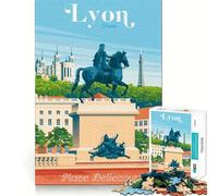 for Adults 1000 Piece Puzzle Lyon France Travel Print Sharp Cut Art Smart Challenge Fun Idle Time Game Christmas Wall Decor (38x26cm)