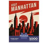 for Adults 1000 Piece Puzzle Manhattan Retro Travel Puzzles for Adults Brain Teaser Game Perfect Decoration Difficult And Challenge 38x26cm/1000pcs