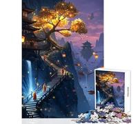 for Adults 1000 Piece Puzzle Monks on Mountain Path with Lanterns Home Decoration Toys Great Gift Practical Game with Fully Interlocking Randomly Shaped Pieces Size 50x75cm