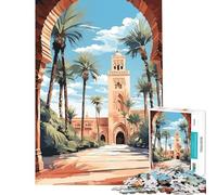 for Adults 1000 Piece Puzzle Mosque Courtyard In Morocco Help The Brain Exercise Staycation Kill Time Family Games for And 14 Years And over (38x26cm)