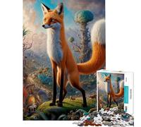for Adults 1000 Piece Puzzle Mystical Fox Encounters Fun at Home Activities, Precision Cutting Practical Game Suitable for Ages 14 And Up (38X26CM)