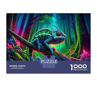 for Adults 1000 Piece Puzzle Neon Chameleon Art Print-2 Jigsaw Puzzle Toy Wall Decor A Work of Art Unique Gifts for Birthday And Christmas 38x26cm/1000pcs