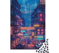 for Adults 1000 Piece Puzzle Neon Cityscape Lights Puzzles for Adults Hands-on Game Staycation Kill Time Unique Gifts for Birthday And Christmas 70x50cm/1000pcs