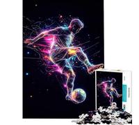 for Adults 1000 Piece Puzzle Neon Soccer Star︰ Dynamic Kick in Flight Impossible Game for Educational Game Challenge Toy Funny Gifts Enhance Memory (Size 38x52cm)
