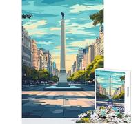for Adults 1000 Piece Puzzle Obelisco De Buenos Aires Illustration Puzzle For Teenagers Stress Reliever Difficult And Challenge Toy Intellectual Game (38x52cm)