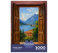 for Adults 1000 Piece Puzzle Open Door to Lake Como View Puzzles for Adults Hands-on Game Staycation Kill Time Unique Gifts for Birthday And Christmas 52x38cm/1000pcs