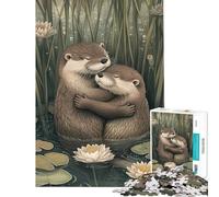 for Adults 1000 Piece Puzzle Otters Embrace in Serenity Jigsaw for Teenagers Pattern Assembly Parent-child Interaction Birthday And Unique Gifts (Size 38x52cm)