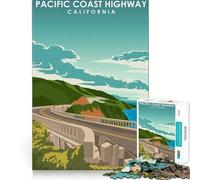 for Adults 1000 Piece Puzzle Pacific Coast Highway Art Sharp Cut Art Smart Challenge Fun Idle Time Game Christmas Wall Decor (38x26cm)