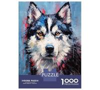 for Adults 1000 Piece Puzzle Palette Husky Dog Painting Puzzles for Adults Brain Teaser Game Perfect Decoration Difficult And Challenge 70x50cm/1000pcs
