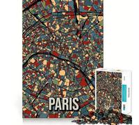 for Adults 1000 Piece Puzzle Paris Retro City Map Sharp Cut Art Smart Challenge Fun Idle Time Game Christmas Wall Decor (50x75cm)