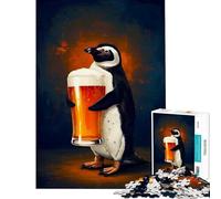 for Adults 1000 Piece Puzzle Penguin with Beer Toy Intellectual Game Brain Teaser Game Analysis And Logic Great Gifts And Toys (Size 75x50cm)