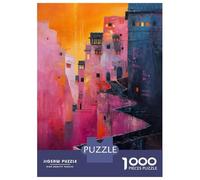 for Adults 1000 Piece Puzzle Pink City Steps Puzzles for Adults Hands-on Game Staycation Kill Time Unique Gifts for Birthday And Christmas 52x38cm/1000pcs