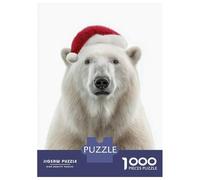for Adults 1000 Piece Puzzle Polar Bear with Christmas Santa Hat Adult Jigsaw Puzzle Anti-Stress Toys But Fun And Humorous for Is Ideal As A Gift 38x26cm/1000pcs