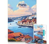 for Adults 1000 Piece Puzzle Porto, Portugal Cityscape Sharp Cut Art Smart Challenge Fun Idle Time Game Christmas Wall Decor (38x26cm)