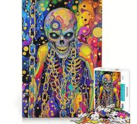 for Adults 1000 Piece Puzzle Psychedelic Skeleton with Chains Educational Games Difficult And Challenge for Is Ideal As A Gift 50x75cm