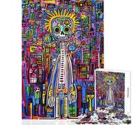for Adults 1000 Piece Puzzle Psychedelic Skull Alien Figure Practical Game for The Whole Family Toy Wall Decor Train Your Brain And Hands (38x26cm)
