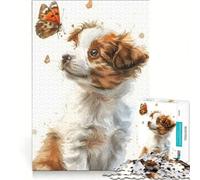 for Adults 1000 Piece Puzzle Puppy And Butterfly Educational Games Difficult And Challenge for Is Ideal As A Gift 38x26cm