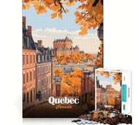 for Adults 1000 Piece Puzzle Quebec City Autumn Travel Poster Sharp Cut Art Smart Challenge Fun Idle Time Game Christmas Wall Decor (38x52cm)
