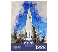 for Adults 1000 Piece Puzzle Reykjavik Watercolor Puzzles for Adults Hands-on Game Staycation Kill Time Unique Gifts for Birthday And Christmas 38x26cm/1000pcs