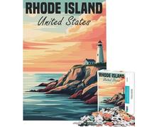 for Adults 1000 Piece Puzzle Rhode Island Lighthouse Sunset Postcard Addictive Toys to Cultivate Patience Practical Game Tough Challenge Birthday Gifts (Size 38x26cm)