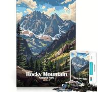 for Adults 1000 Piece Puzzle Rocky Mountain National Park Illustration Sharp Cut Art Smart Challenge Fun Idle Time Game Christmas Wall Decor (38x26cm)