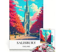 for Adults 1000 Piece Puzzle Salisbury Cathedral Autumn, Educational Toy, Parent-child Interaction, Deal As Gifts for The Whole Family 50x75cm