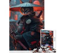 for Adults 1000 Piece Puzzle Samurai Cat Puzzle For Teenagers Stress Reliever Difficult And Challenge Toy Intellectual Game (38x26cm)