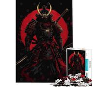 for Adults 1000 Piece Puzzle Samurai Warrior with Red Moon Jigsaw Puzzle 1000 Home Decoration Toys Gifts for Women Men Home Decoration (Size 38x26cm)