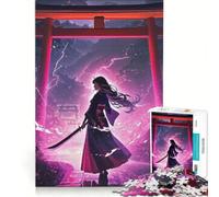 for Adults 1000 Piece Puzzle Samurai Woman with Sword Educational Games Difficult And Challenge for Is Ideal As A Gift 38x26cm