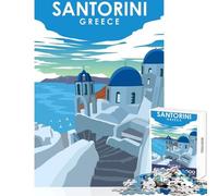 for Adults 1000 Piece Puzzle Santorini Greece Travel Puzzle For Teenagers Stress Reliever Difficult And Challenge Toy Intellectual Game (38x26cm)
