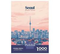 for Adults 1000 Piece Puzzle Seoul Skyline Illustration Puzzles for Adults Brain Teaser Game Perfect Decoration Difficult And Challenge 70x50cm/1000pcs