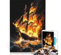 for Adults 1000 Piece Puzzle Ship Ghostly on Fire Sailing Educational Games Difficult And Challenge for Is Ideal As A Gift 38x52cm