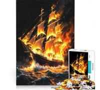 for Adults 1000 Piece Puzzle Ship Ghostly on Fire Sailing Educational Games Difficult And Challenge for Is Ideal As A Gift 50x75cm