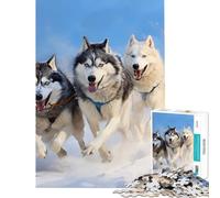 for Adults 1000 Piece Puzzle Siberian Husky Pack Toy Intellectual Game Brain Teaser Game Analysis And Logic Great Gifts And Toys (Size 75x50cm)