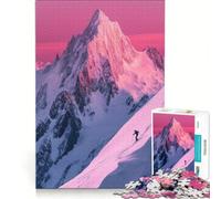 for Adults 1000 Piece Puzzle Skiing in Pink Mountains Educational Games Difficult And Challenge for Is Ideal As A Gift 38x52cm