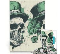for Adults 1000 Piece Puzzle Skulls St Patricks Day Educational Games Difficult And Challenge for Is Ideal As A Gift 38x26cm