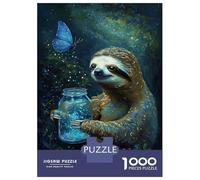 for Adults 1000 Piece Puzzle Sloth with Firefly Jar Jigsaws for Adults Toy Wall Decor Enhance Memory Unique Gifts for Birthday And Christmas 70x50cm/1000pcs