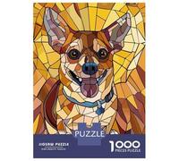 for Adults 1000 Piece Puzzle Stained Glass Chihuahua Portrait Puzzles for Adults Brain Teaser Game Perfect Decoration Difficult And Challenge 52x38cm/1000pcs