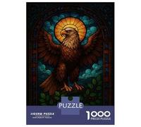 for Adults 1000 Piece Puzzle Stained Glass Eagle with Sun Puzzles for Adults Hands-on Game Staycation Kill Time Unique Gifts for Birthday And Christmas 70x50cm/1000pcs