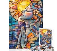 for Adults 1000 Piece Puzzle Stained Glass Woman Praying Practical Game for The Whole Family Toy Wall Decor Train Your Brain And Hands (38x26cm)