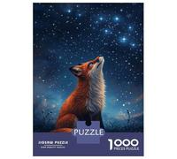 for Adults 1000 Piece Puzzle Starry-Eyed Fox Under The Night Sky Puzzles for Adults Hands-on Game Staycation Kill Time Unique Gifts for Birthday And Christmas 52x38cm/1000pcs