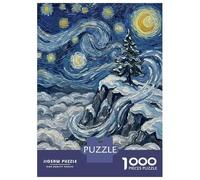 for Adults 1000 Piece Puzzle Starry Night Winter Landscape Painting Puzzles for Adults Brain Teaser Game Perfect Decoration Difficult And Challenge 38x26cm/1000pcs