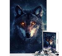 for Adults 1000 Piece Puzzle Starry Wolf Gaze - Practical Game for The Whole Family Toy Wall Decor Train Your Brain And Hands (38x26cm)