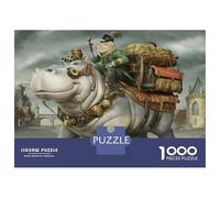 for Adults 1000 Piece Puzzle Steampunk Hippo Ride Jigsaw Puzzle Toy Wall Decor A Work of Art Unique Gifts for Birthday And Christmas 52x38cm/1000pcs