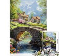 for Adults 1000 Piece Puzzle Stone Bridge in A Mountain Village Practical Game for The Whole Family Toy Wall Decor Train Your Brain And Hands (38x52cm)
