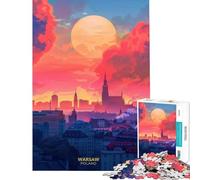 for Adults 1000 Piece Puzzle Sunset in Warsaw Poland Puzzle For Teenagers Staycation Kill Time Fun Activities at Home Unique Challenge Game (50x75cm)