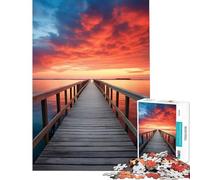 for Adults 1000 Piece Puzzle Sunset Pier at The Sea Toy Intellectual Game Brain Teaser Game Analysis And Logic Great Gifts And Toys (Size 38x26cm)