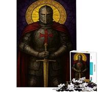 for Adults 1000 Piece Puzzle Templar Knight with Sword And Halo Challenging To Complete Family Activities Educational Games for Age 14+ Game (38x52cm)