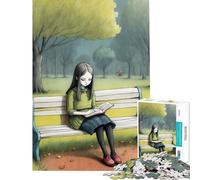 for Adults 1000 Piece Puzzle The Girl on A Bench Fun at Home Activities, Precision Cutting Practical Game Suitable for Ages 14 And Up (38X52cm)